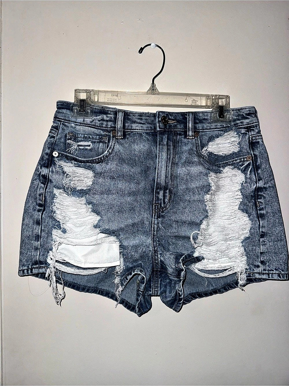Distressed Denim Jean Shorts in Blue